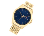 Tommy Hilfiger Gold Steel Blue Dial Men's Watch - 1710546