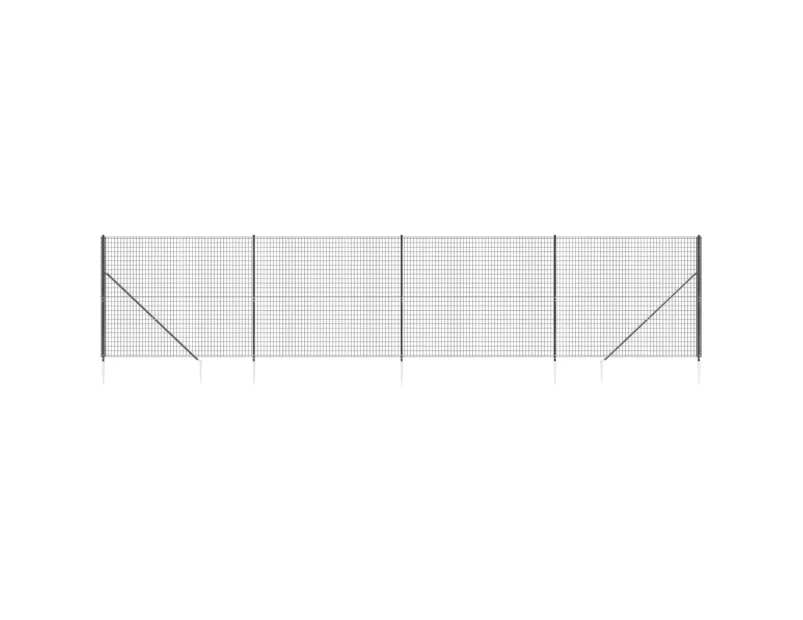 vidaXL Wire Mesh Fence with Spike Anchors Anthracite 1.4x10 m