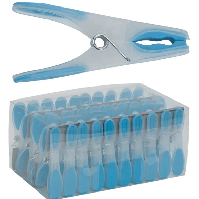 Compass Premium Laundry Clothes Pegs Clips Rubber Grip Blue Pack 40 Hangers