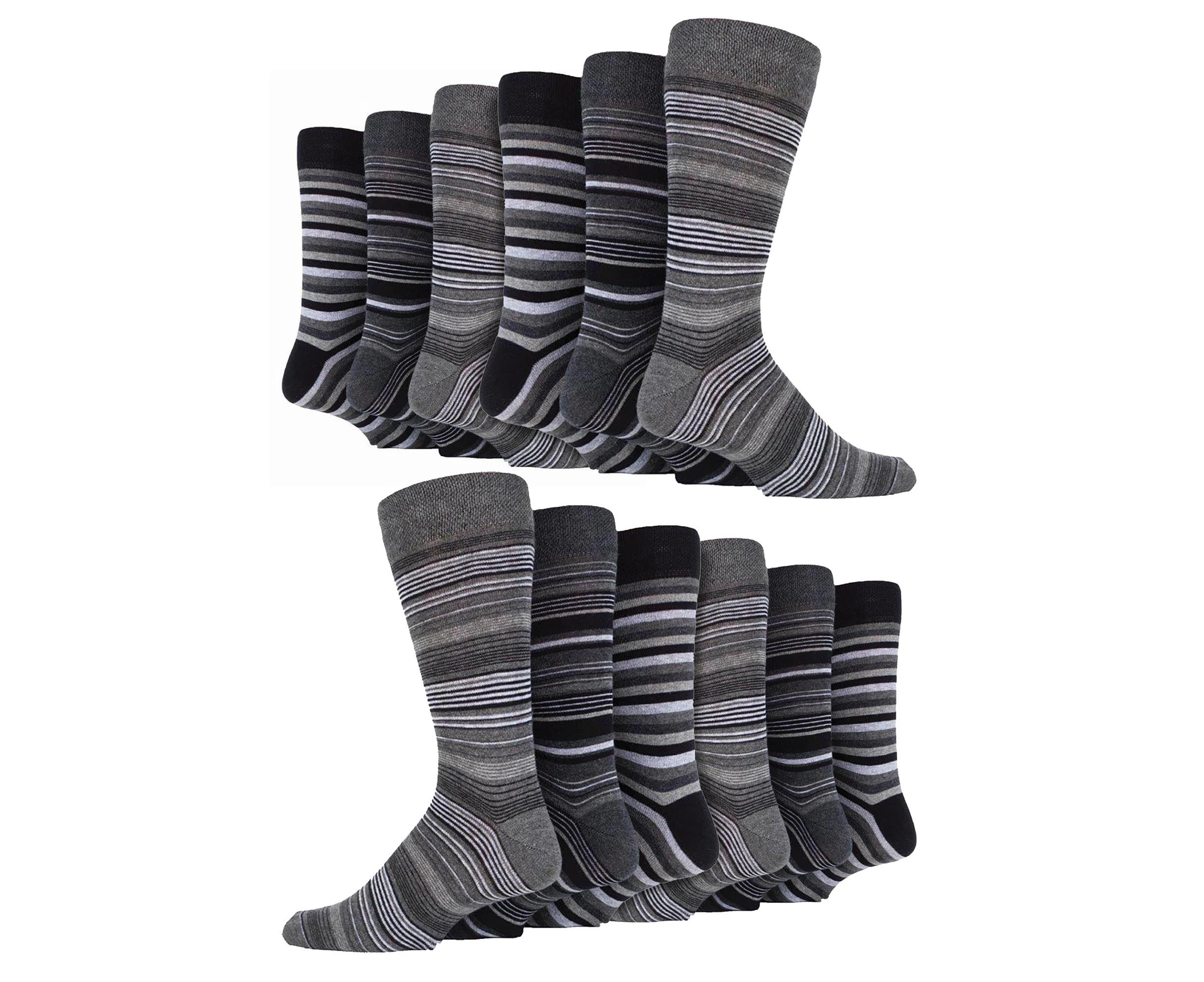 12 Pair Multipack Mens Cotton Colourful Striped Dress Socks | Sock Snob | Patterned Business Casual Dress Socks - Buenos Aires