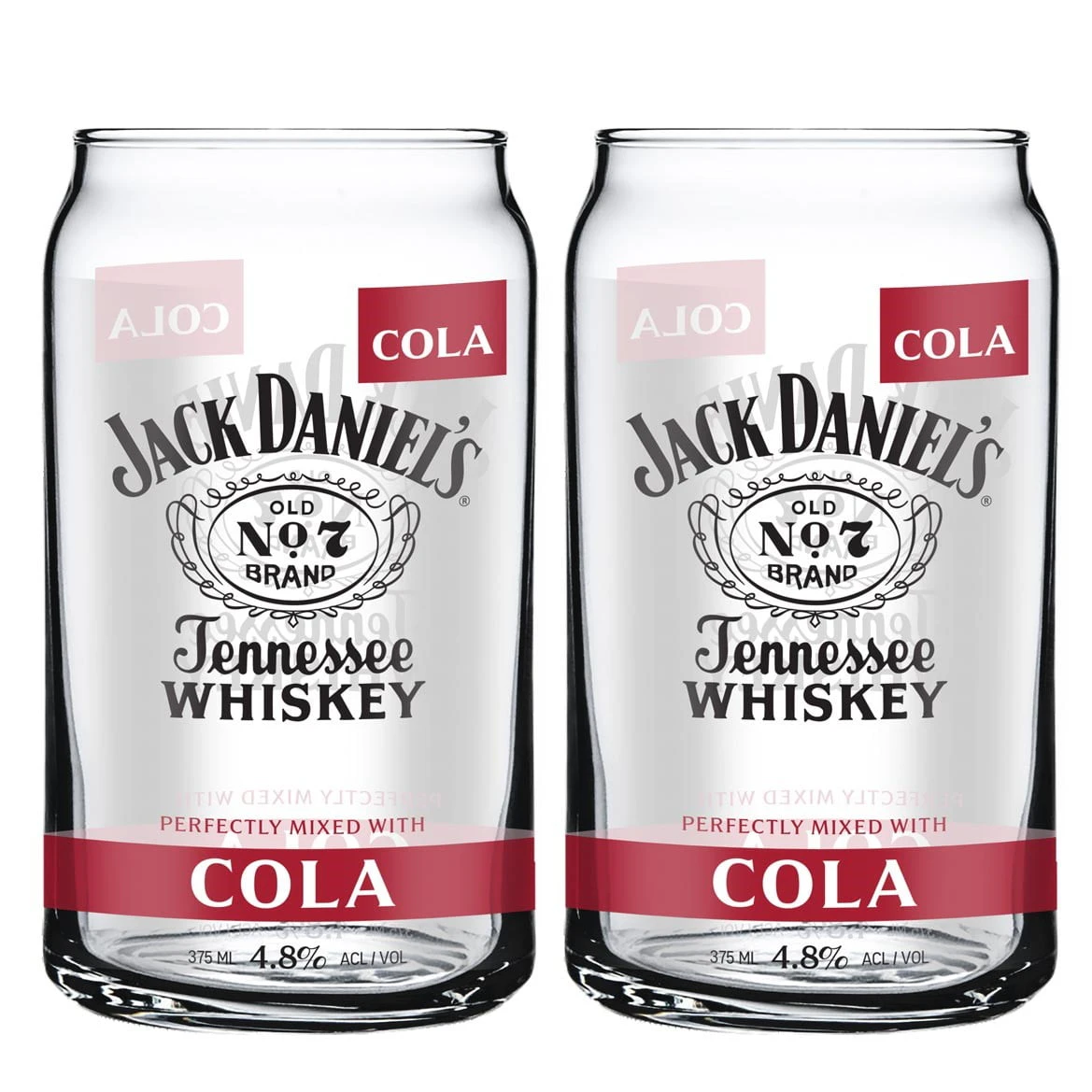 Jack Daniels Cola Set of 2 Can Shaped Glasses