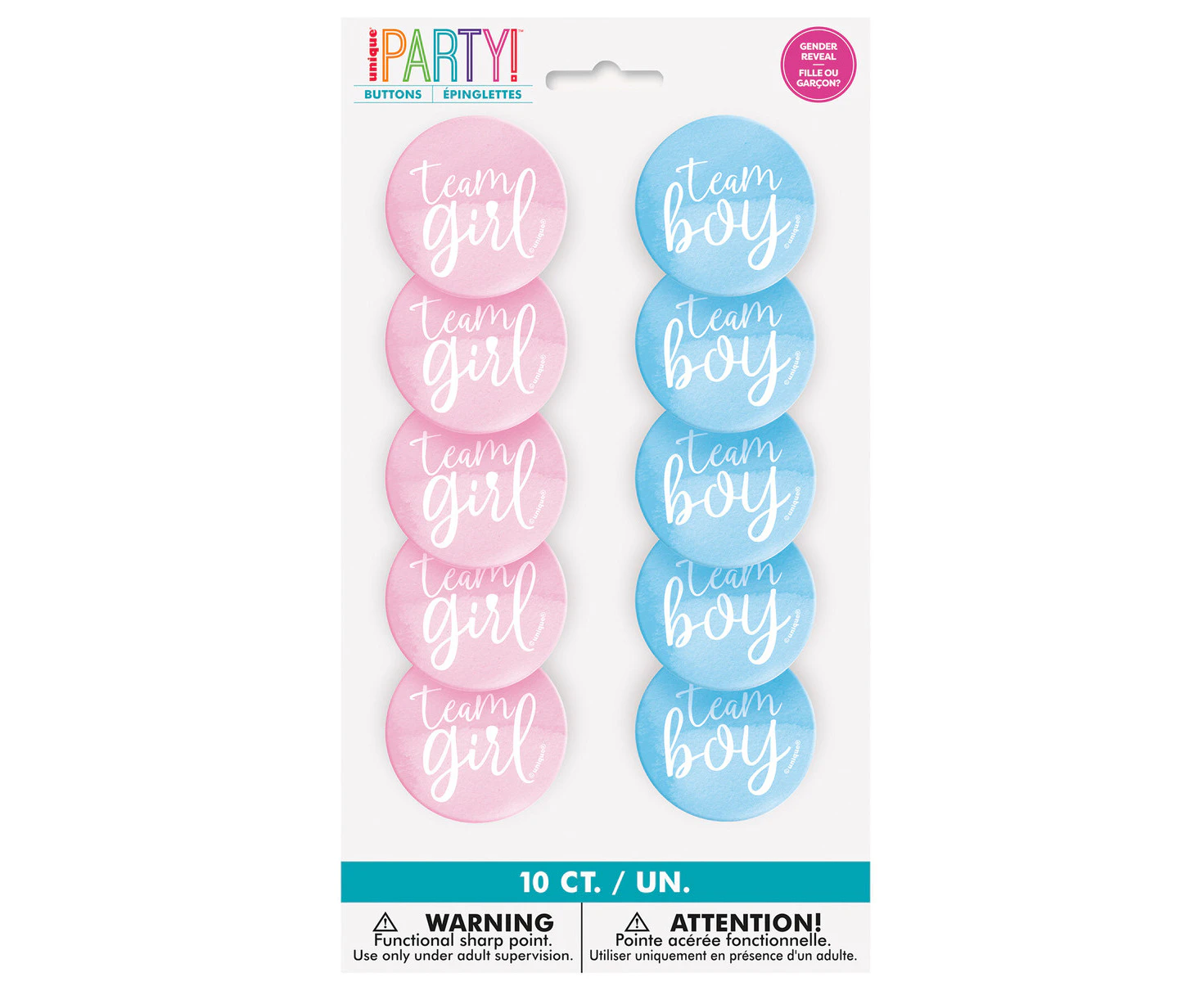 Baby Shower Gender Reveal Party 10pcs Team Boy Girl Badges Fun Game Mum To Be