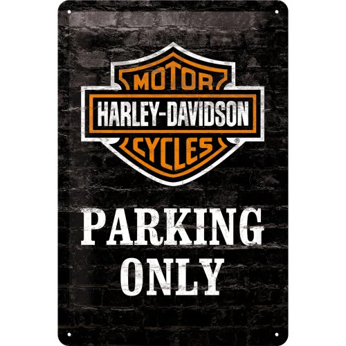 Harley Davidson Parking Only Raised Embossed Man Cave Tin Sign 15 x 20cm