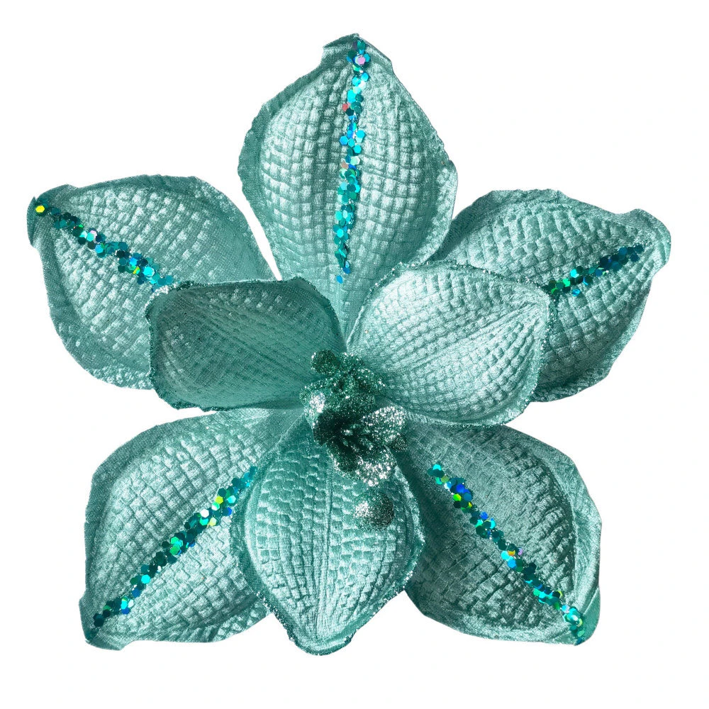 Magnolia Teal Glitter Stripe Clip On 25cm