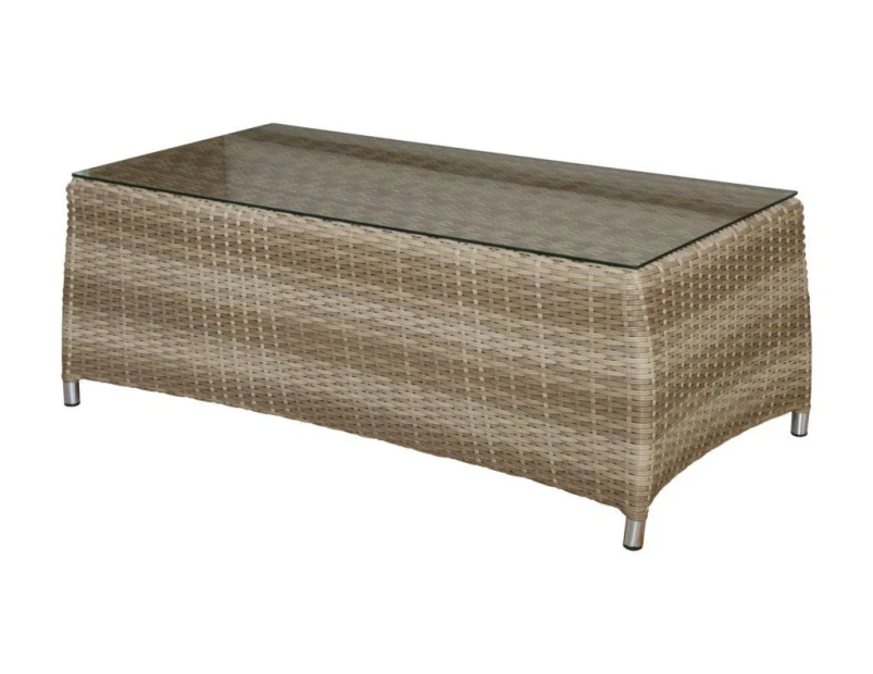 FurnitureOkay Miami Wicker Outdoor Coffee Table - Sandstone