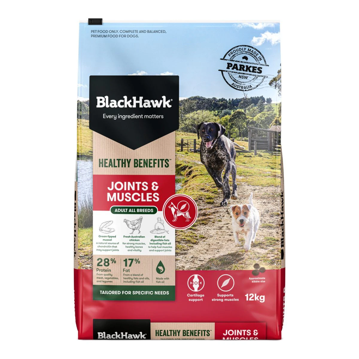 Black Hawk Healthy Benefits Joints & Muscles Dry Adult Dog Food 12kg