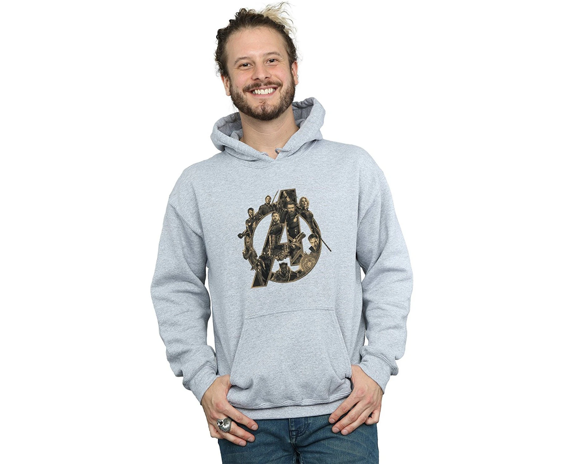 (Large, Sport Grey) - Absolute Cult Avengers Men's Infinity War Avengers Logo Hoodie