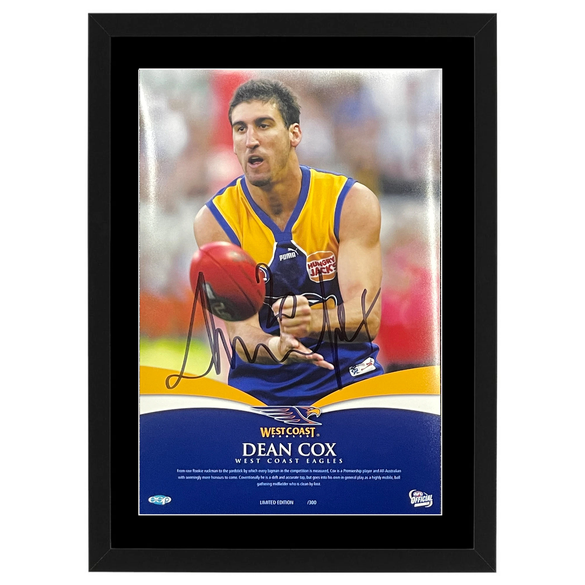 West Coast Eagles - Dean Cox Signed & Framed Hero Shot Print