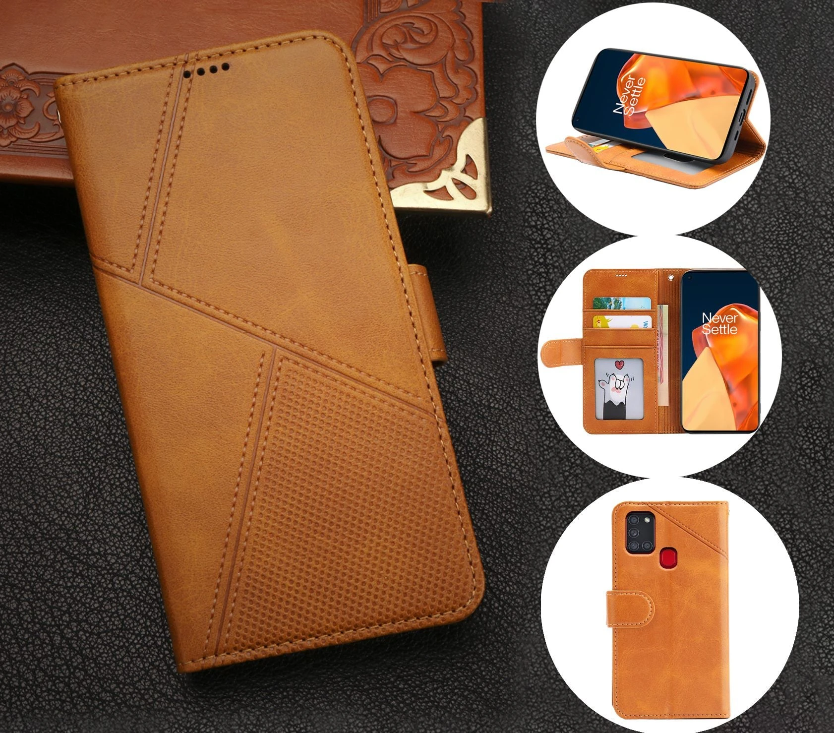 Samsung Galaxy A21S Case Wallet Cover Orange Yellow