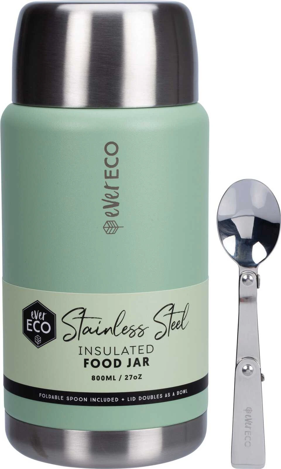 Insulated Stainless Steel Food Jar - Sage 800ml