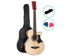 ALPHA 38 Inch Wooden Acoustic Guitar Natural Wood