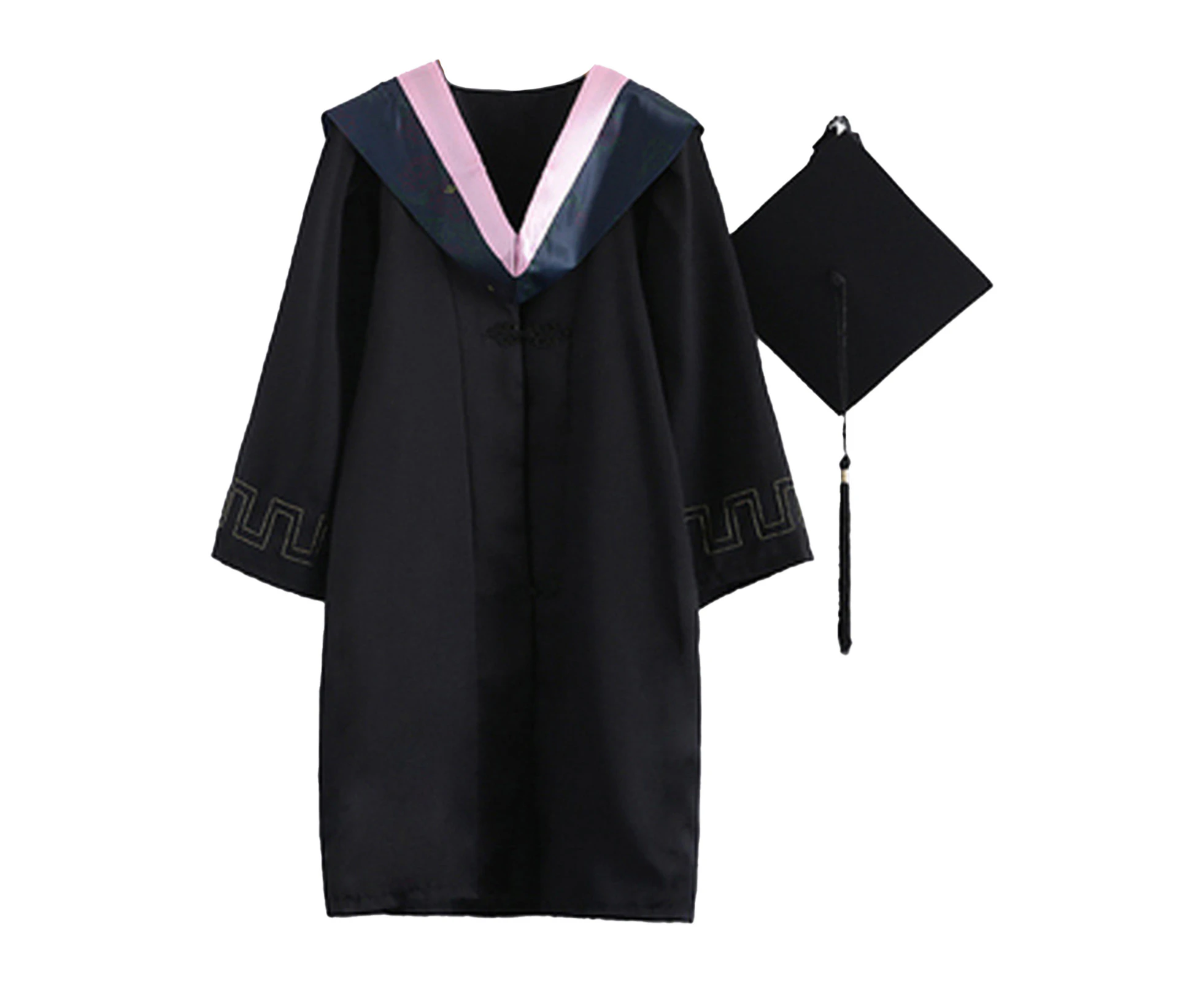 1 Set Beautiful Fine Knitted Graduation Uniform Polyester Elegant Festive Touch Graduation Dress for Photography Pink