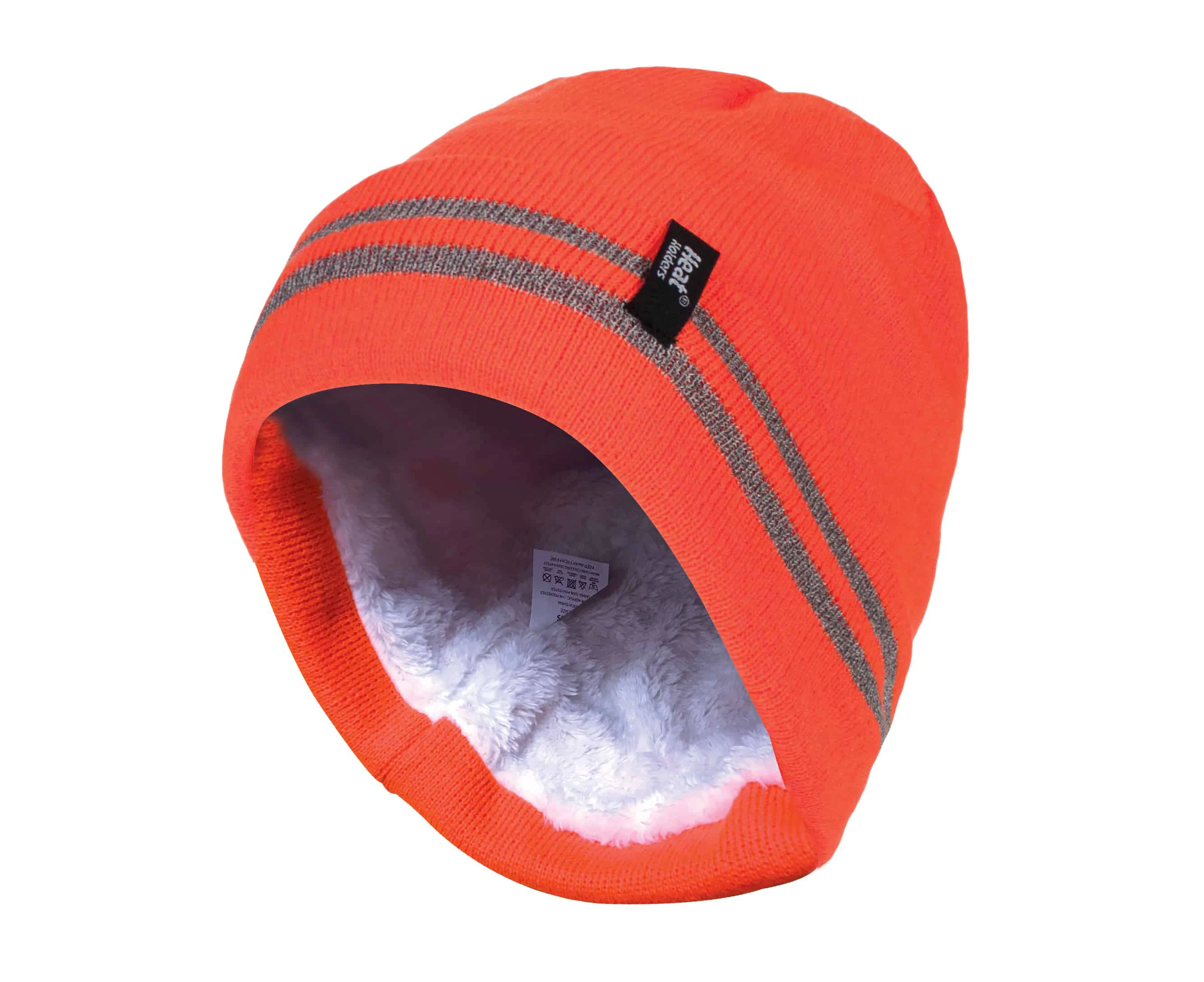 Heat Holders - Mens Hi Vis Reflective Winter Warm Thermal Fleece Lined Knitted High Visibility Neck Warmer - Hi Vis Orange