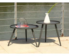 FurnitureOkay Yea Steel Outdoor Side Table Set - Charcoal