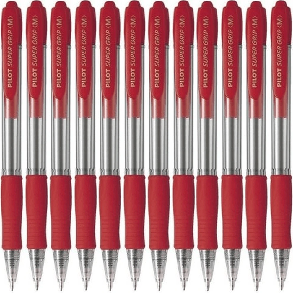 Pilot Super Grip Retractable Ballpoint Pen Medium 1.0mm Red Box 12