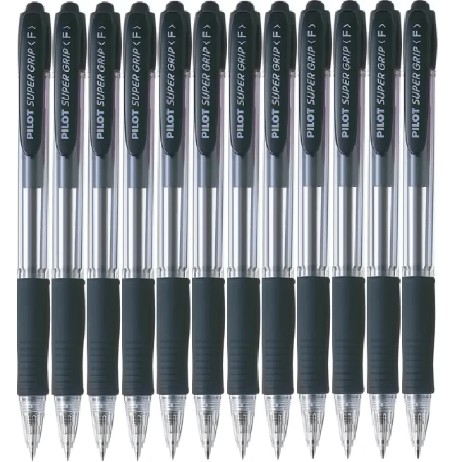 Pilot Super Grip Retractable Ballpoint Pen Fine 0.7mm Black Bpgp 10r F B Box 12