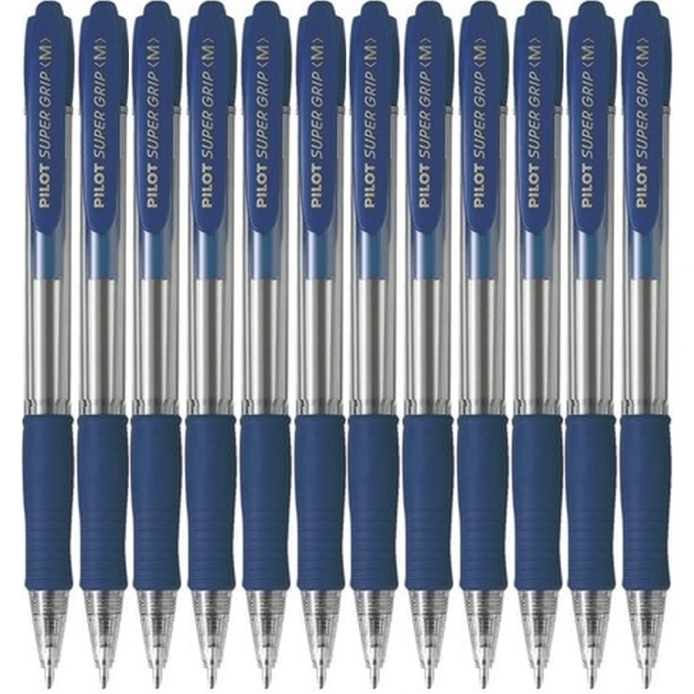 Pilot Super Grip Retractable Ballpoint Pen Medium 1.0mm Blue Box 12