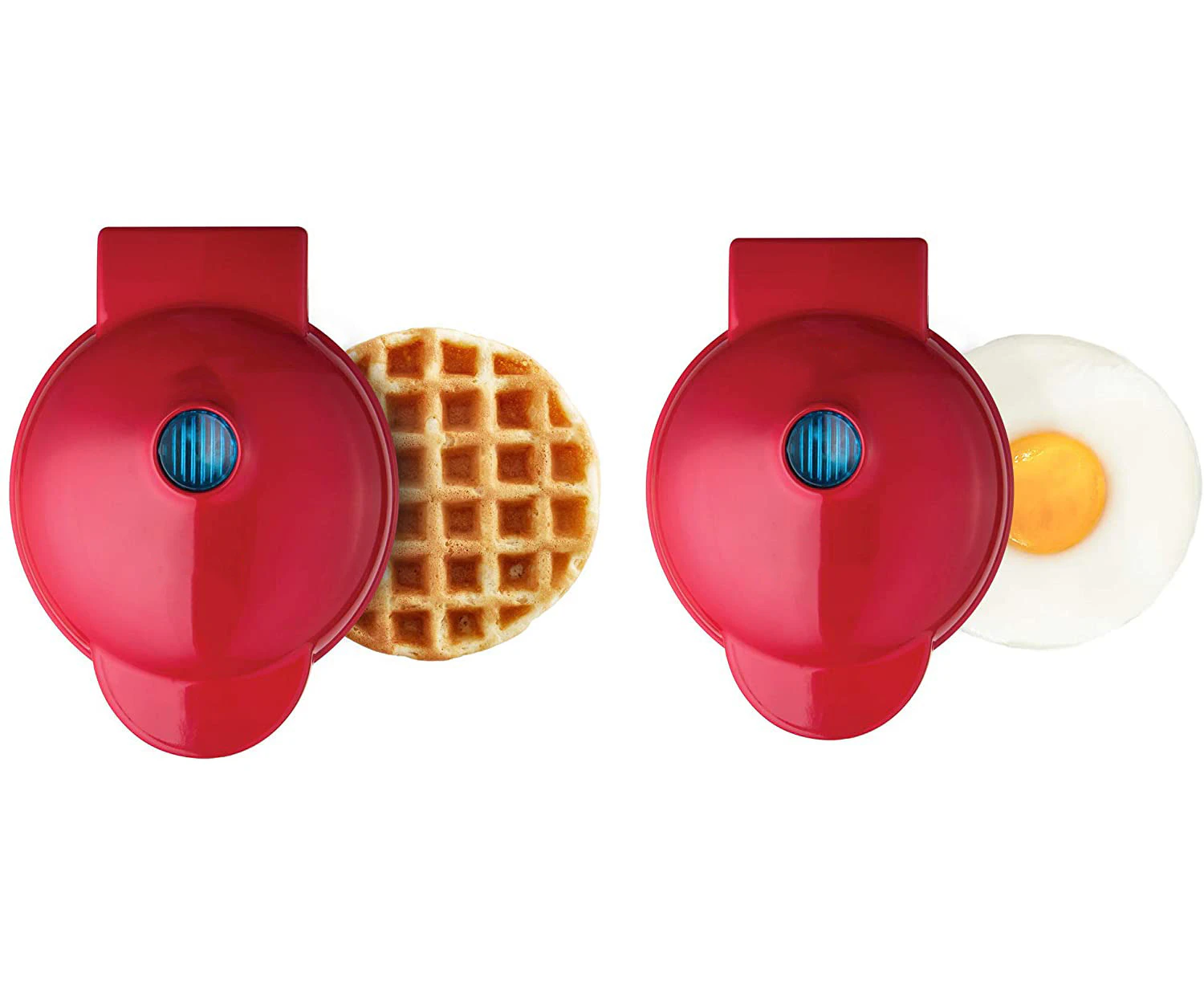 Dash DMSW002RD Mini Maker Grill, Griddle + Waffle Iron, 2 pack, Red