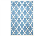 Lattice Pattern Blue White Rug