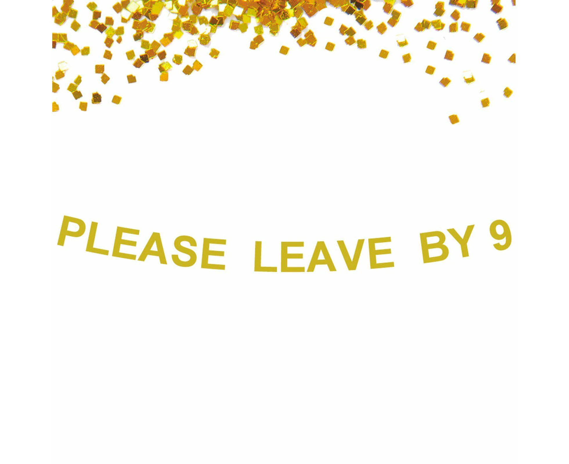 PLEASE LEAVE BY 9 Glitter Gold Bunting Garland Banner Birthday Hens Night Party