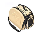 Dog Cat Carrier Cage Fashionable Breathable Foldable Pet Carrier Crossbody Bag-Golden L