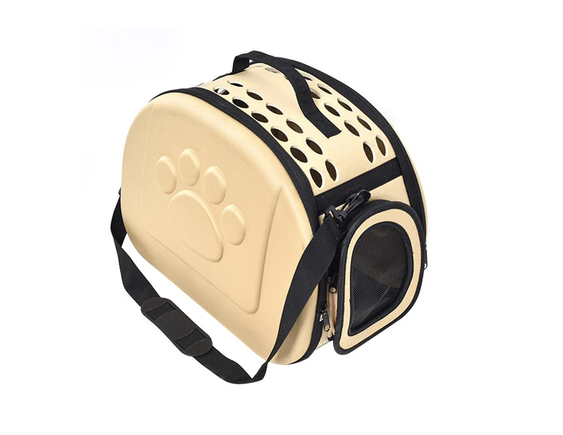 Dog Cat Carrier Cage Fashionable Breathable Foldable Pet Carrier Crossbody Bag-Golden L