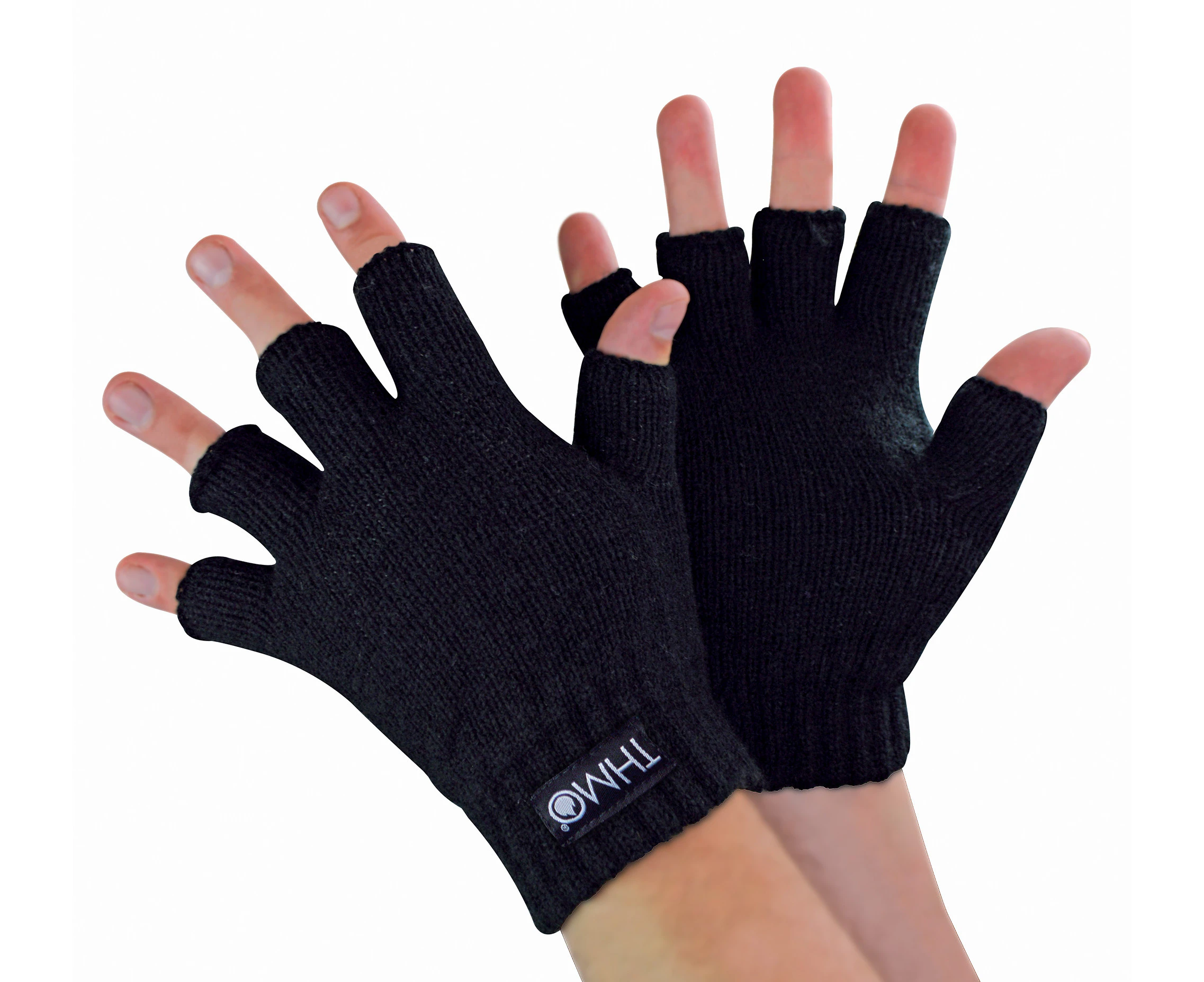 Kids Winter Fingerless Gloves | THMO | Thermal Warm Fleece Lined Thinsulate Gloves for Kids - Black