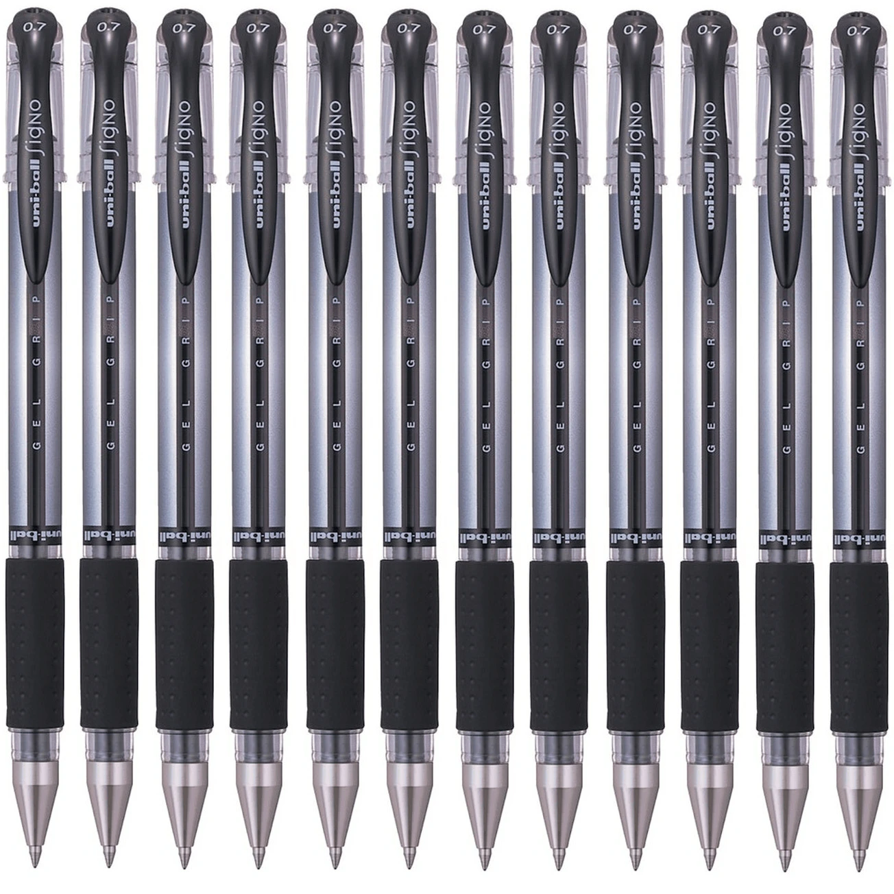 Uni Ball Um151s Signo Grip Comfort Gel Ink Pen 0.7mm Fine Black Box 12