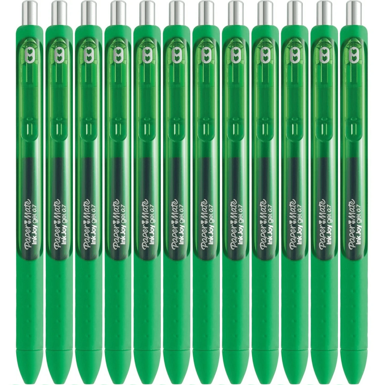 Papermate Inkjoy Gel Pen Medium 0.7mm Retractable Green Box 12