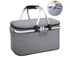 1 pcs Picnic Basket,Portable Collapsible Cooler Bag, Grocery Basket with Lid,2 Sturdy Handles,Storage Basket for Picnic,Food Delivery - Gray