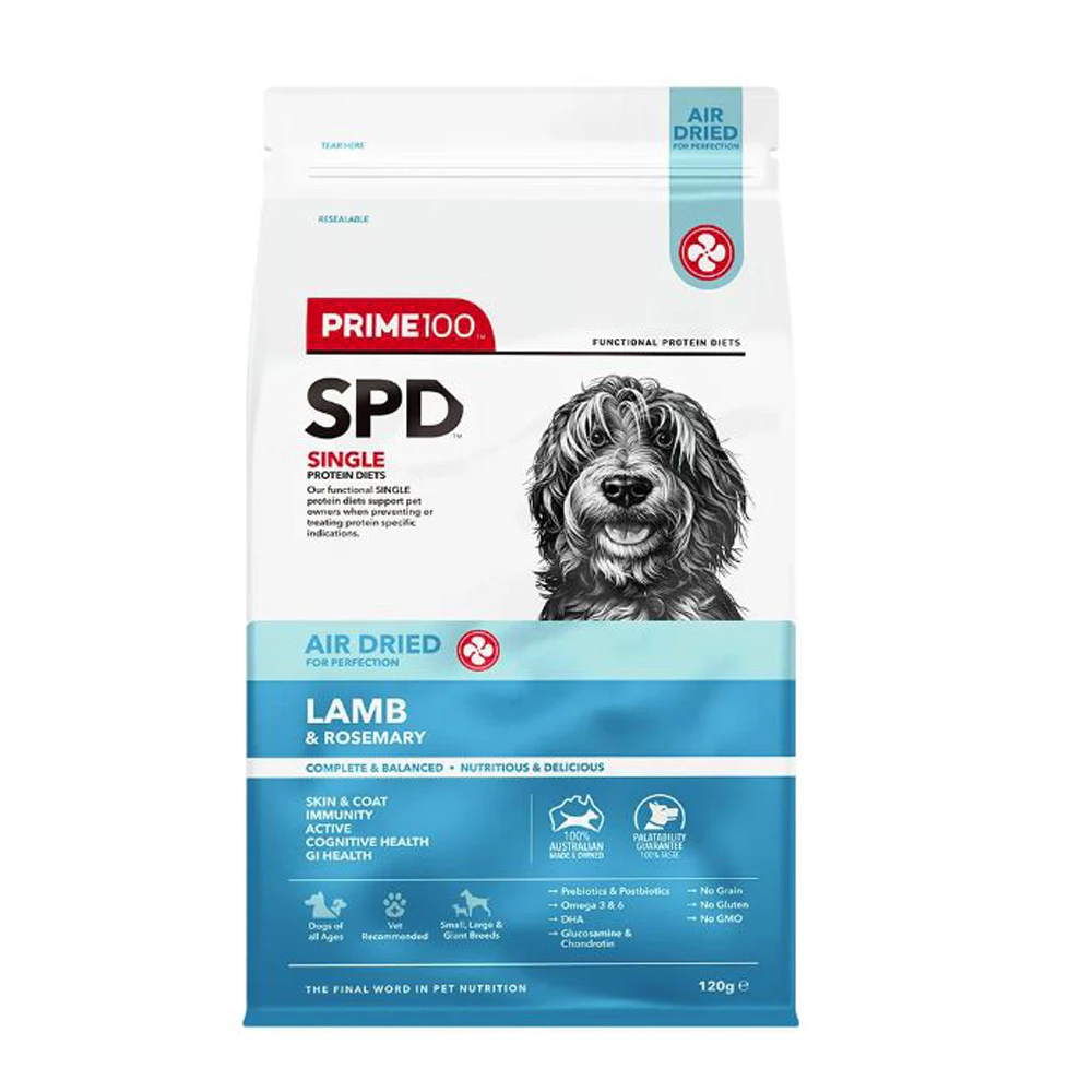 Prime 100 SPD All Ages Air Dried Dry Dog Food Lamb & Rosemary 120g