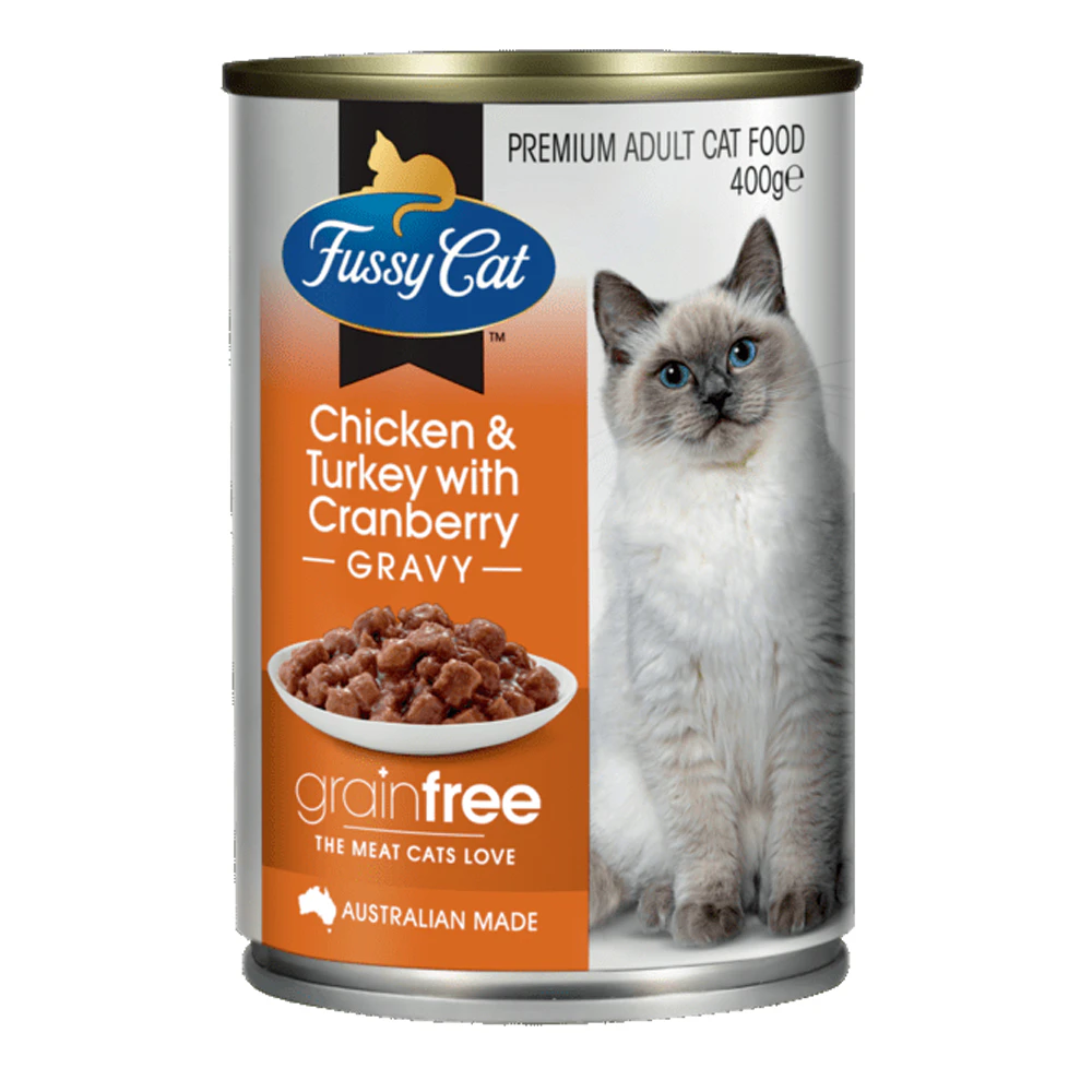 Fussy Cat Adult Grain Free Wet Cat Food Turkey w/ Cranberry 400g x 12