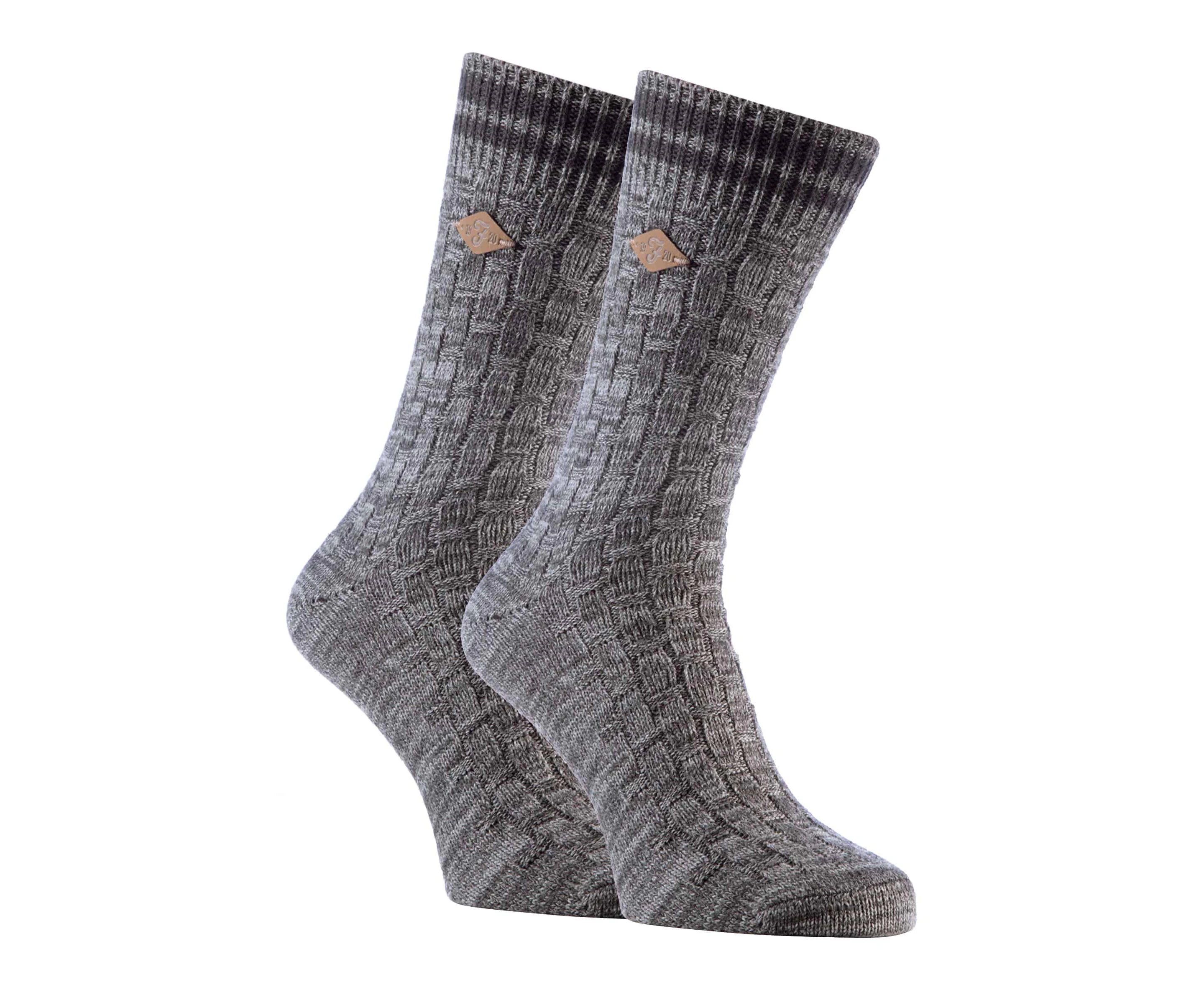 2 Pack Mens Thick Cotton Chunky Knitted Formal Boot Socks - Grey