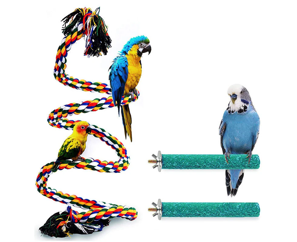 Bird Perch Stand Bird Rope Perch Bird Toys 1 Pc for Parakeets Cockatiels, Conures, Macaws, Lovebirds, Finches$Bird Perch, Bird Rope Perch, Bird Perch Stand