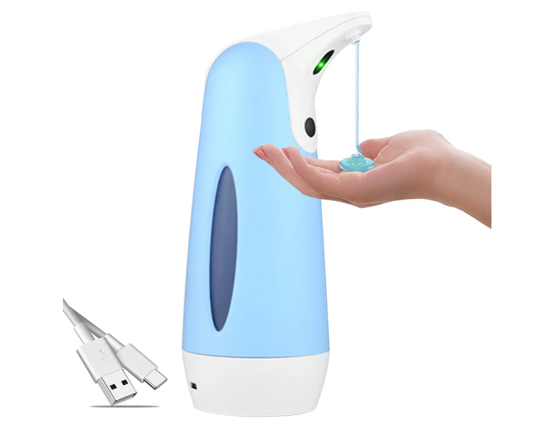 Automatic soap dispenser, 400ml non-contact infrared sensor soap dispenser, with USB charging and deep waterproof - Blue