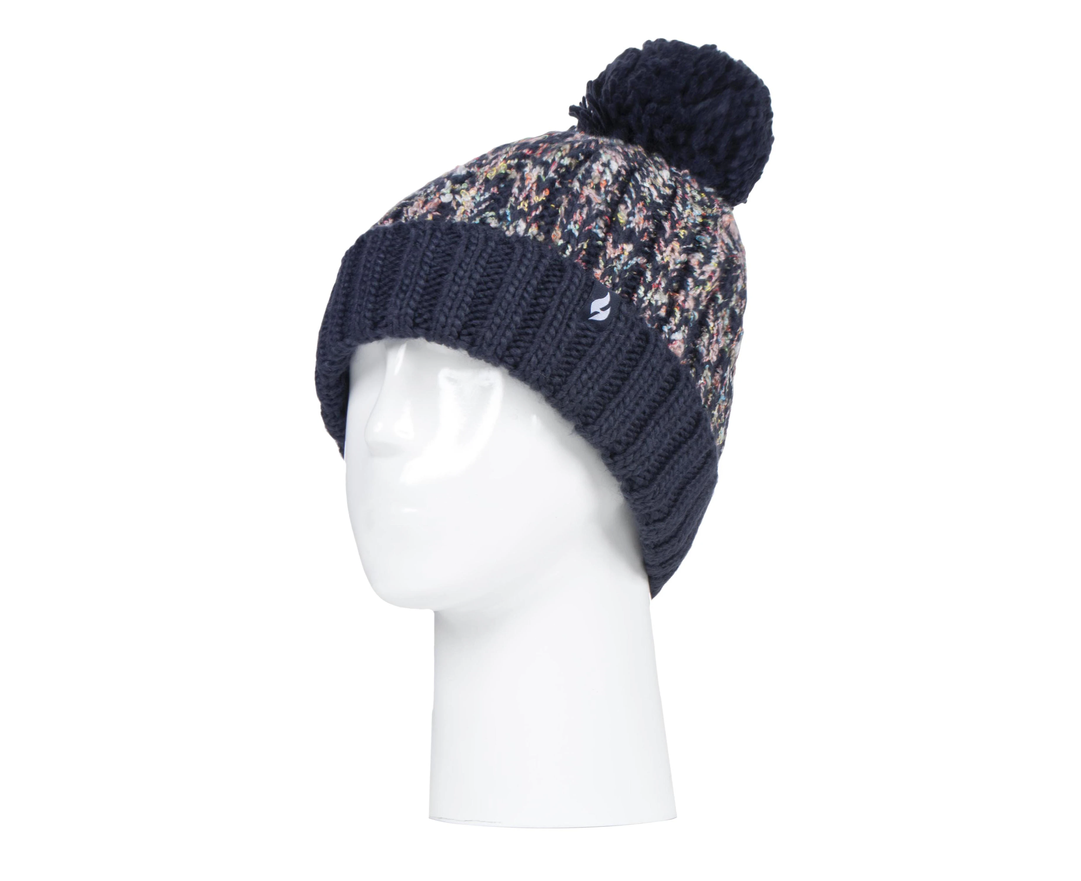 HEAT HOLDERS - Ladies Thermal Winter Bobble Hat with Large Pom Pom - Blue