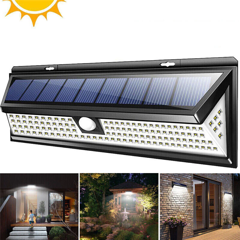 118 LED Solar Motion Sensor Light Outdoor Garage Security Floodlight Garden Lamp