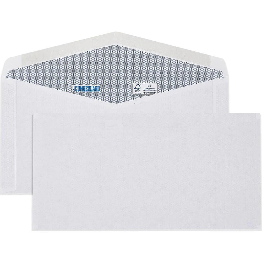 Cumberland Dlx Envelopes Laser Lick Stick 90gsm Secretive 120x235mm White Box 500