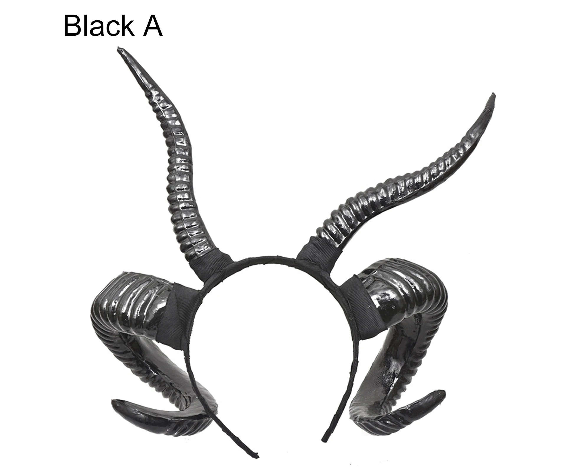 Sheep Horn Headband Novelty Vivid Plastic Forest Animal Photography Aries Cosplay Photo Costume Horns for Party-Black