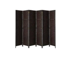 6 Panel Room Divider Privacy Screen Brown