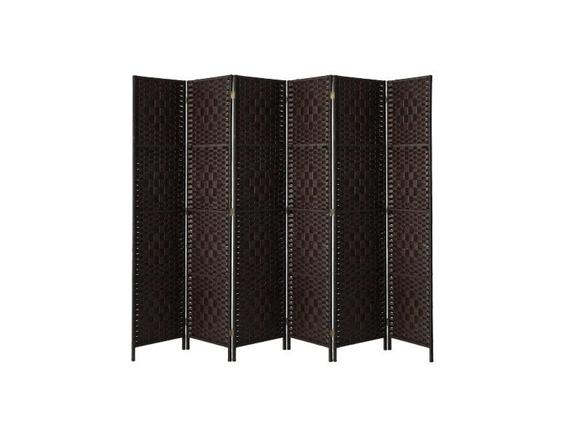 6 Panel Room Divider Privacy Screen Brown