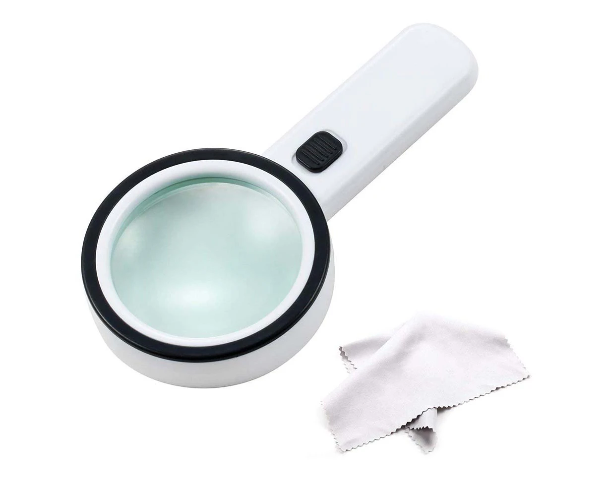 30X High Handheld Strong Magnifying Glass with 12 LED Light,Illuminated Magnifier