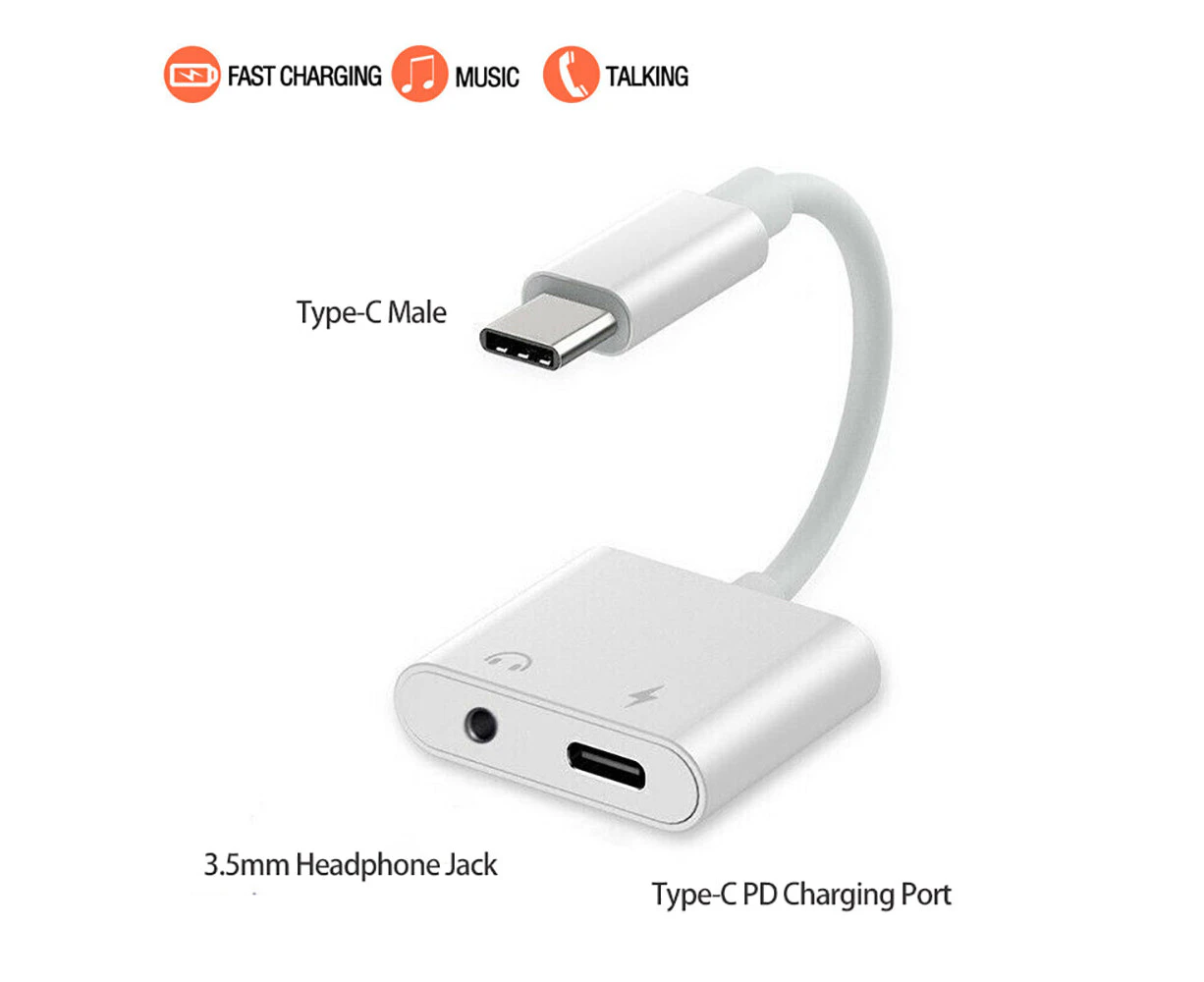 Usb Type C To 3.5mm Headphone & Jack Pd Charger