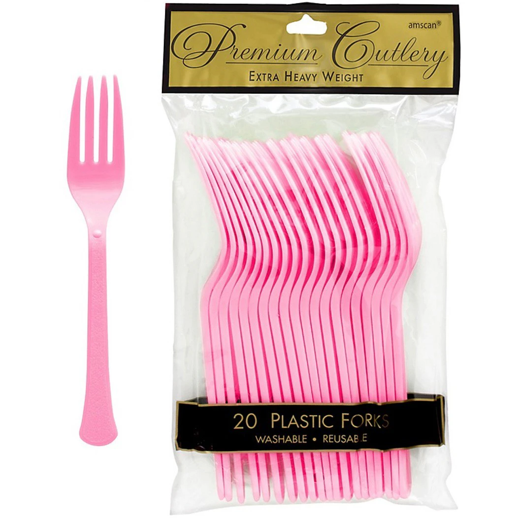 Light Pink Plastic Forks 20 Pack