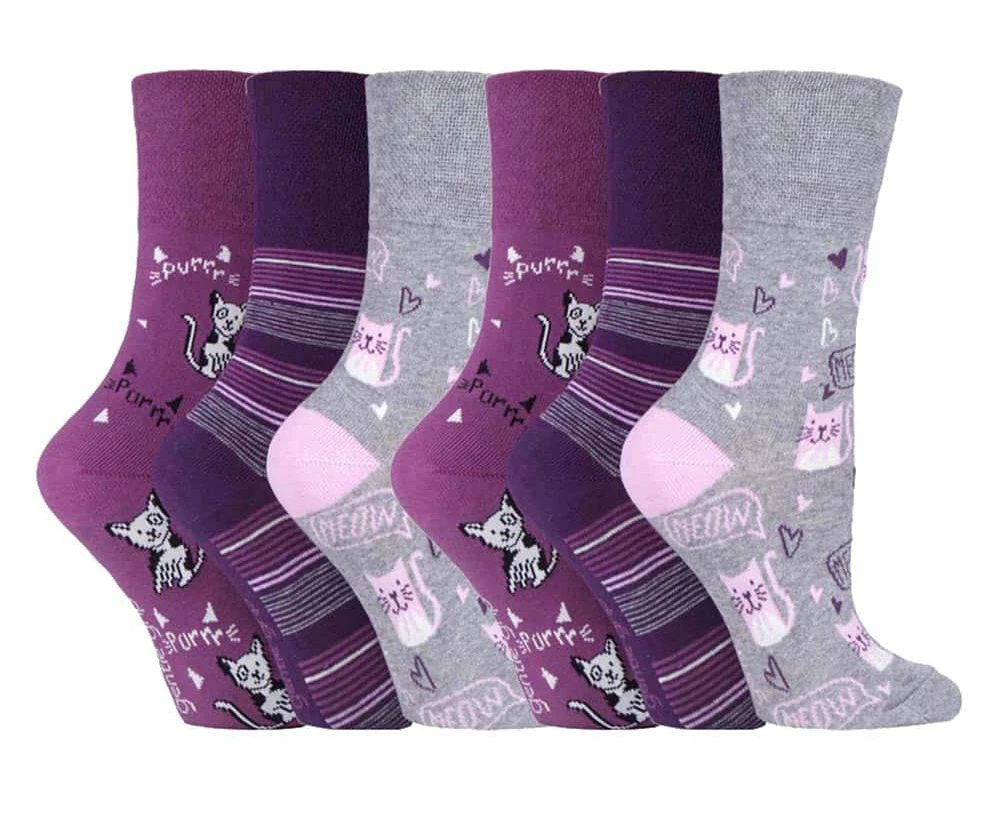 6 Pairs Ladies Gentle Grip Non Elastic Socks 4-8 UK - GG200