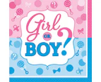 Baby Shower Gender Reveal Girl or Boy? Beverage Napkins 16 Pack