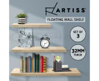 Artiss Floating Wall Shelf Set DIY Mount Storage 3pcs Book Display Rack Oak