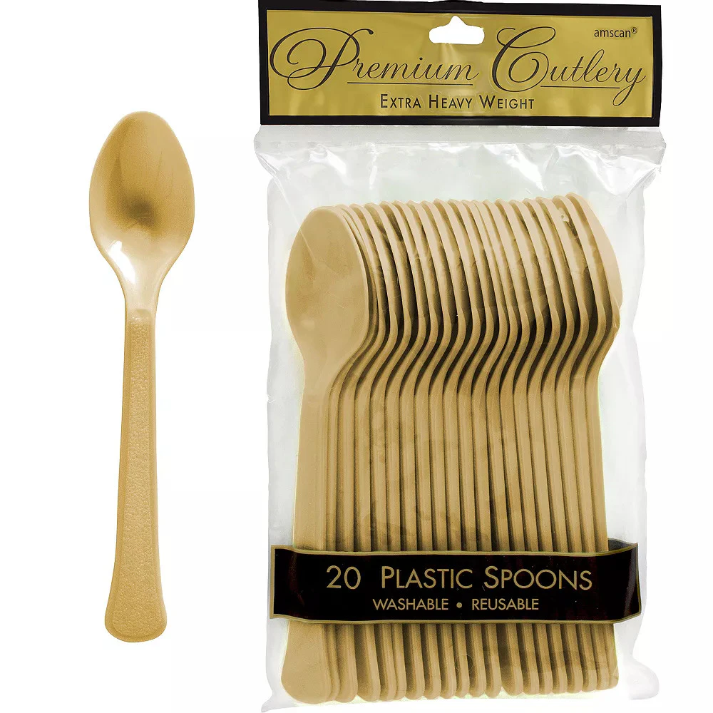 Amscan Gold Sparkle Party Supplies Spoons 20 Pack