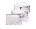 3 Pieces Makeup Bag Toiletry Bag Portable Cosmetic Pouch Travel Organizer Water-resistant for Women Marble - Black