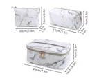 3 Pieces Makeup Bag Toiletry Bag Portable Cosmetic Pouch Travel Organizer Water-resistant for Women Marble - Black